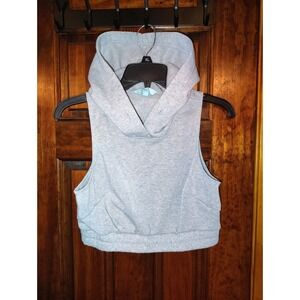 Wes Posh Gray Sleeveless Hoodie Cropped Sweatshirt Top - Women's Medium